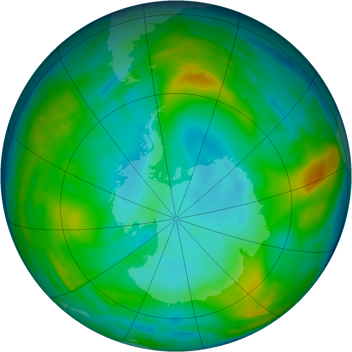 Antarctic ozone map for 25 June 2009